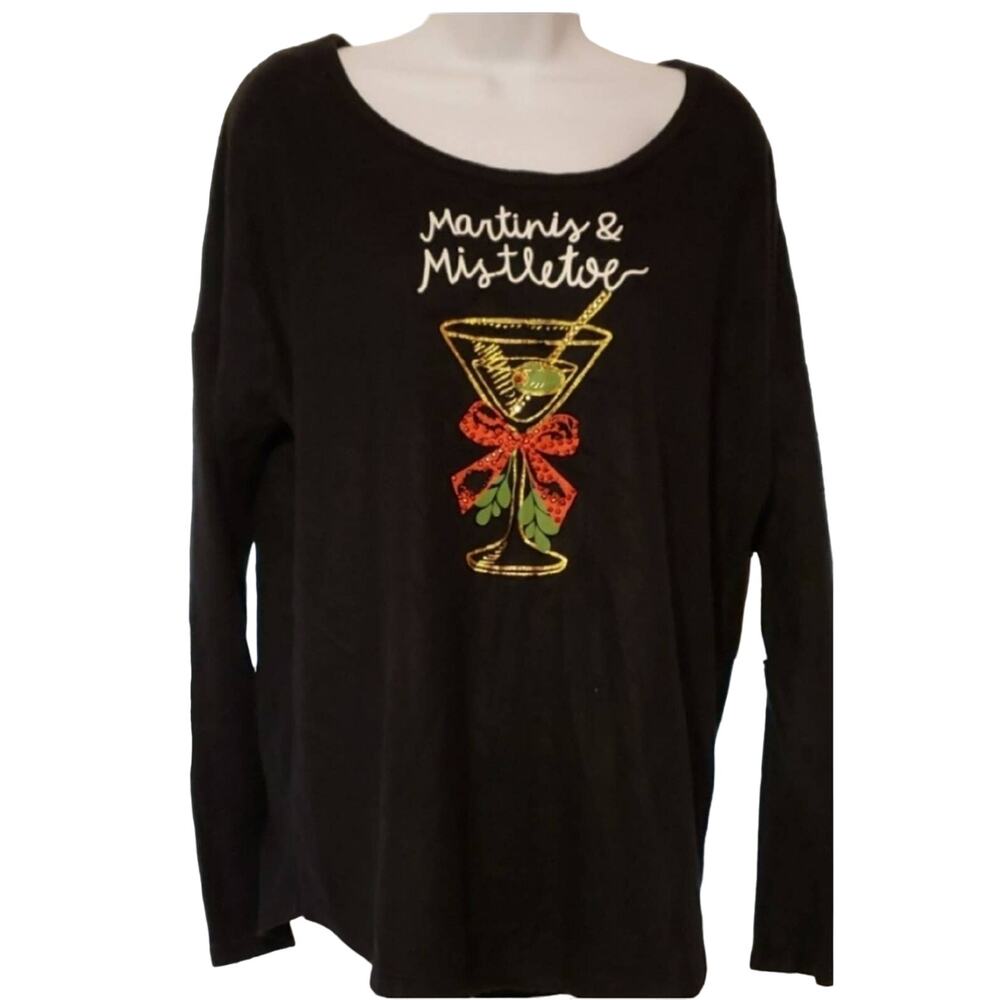 Tru Self Black Long Sleeve NWT Martini & Mistletoe Size Medium